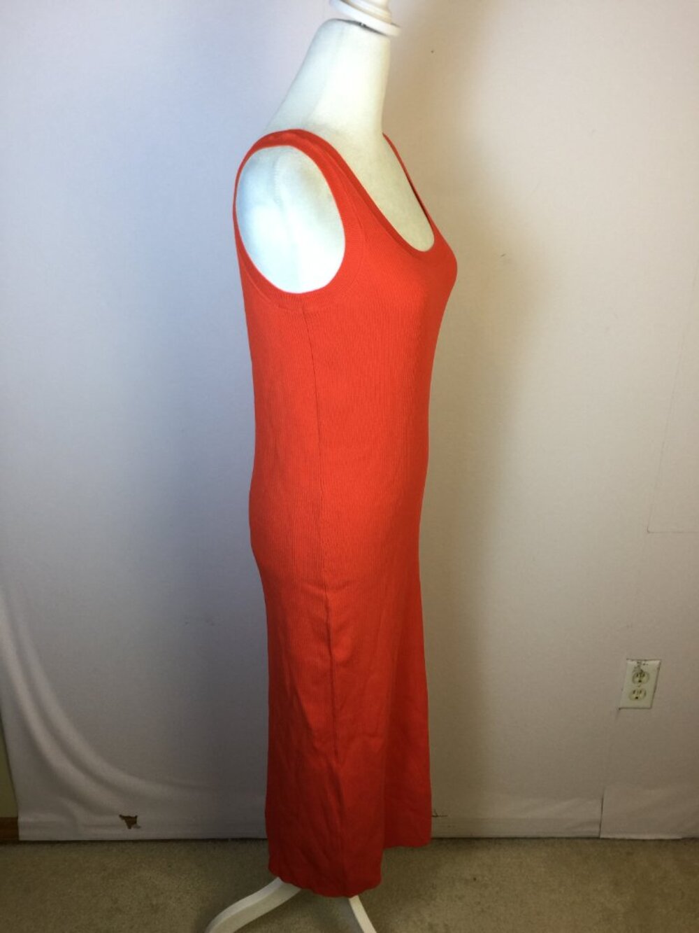New! The Drop Yasmin Rib Midi Sweater Tank Dress Sz L Womans Red Knit Sleeveless - Picture 7 of 14